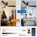 Depuley 52-Inch Ceiling Fans with Lights: Walnut 3 Blade Flush Mount Low Profile Ceiling Fan for Bedroom - Dimmable Indoor Outdoor Fan with Remote APP Control Ultra Quiet DC Motor Timer