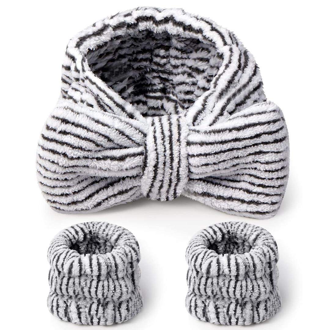 Hanaive Headbands for Women for Washing Face Spa Headband and Wristbands, Makeup Headband for Washing Face, Soft Facial Makeup Head Band, Shower Skin Care Hair Supplies