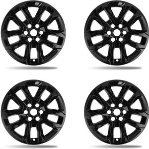 18 Inch Gloss Black Wheel Skins Compatible with 2018-2024 Chevrolet Traverse Limited, Fits OEM Alloy Wheel #85521801, #23165675, #84651153, Snap-On Wheel Covers 4 Pack