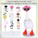7 Inch Mini Goose Key Holder with 12 Set Outfits, Resin Magnetic Desk Goose Outfits, Cute Figurines Keychain Hanger, Desktop Table Decor for Home Office Bedroom House Housewarming Gifts