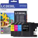 LC203 Ink Cartridges Compatible for Brother LC203 LC201 High Yield Ink Cartridge Replacement for Brother LC203BK Ink Work with MFC-J480DW MFC-J880DW MFC-J4420DW MFC-J680DW Printer (BK/C/M/Y, 4 Pack)