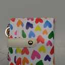 Raining Hearts Rfid Ladies Wallet, Small Slim Thin Compact Credit Card Women Wallet, PU Leather Bifold Cash Zipper Coin Pocket ID Window for Female