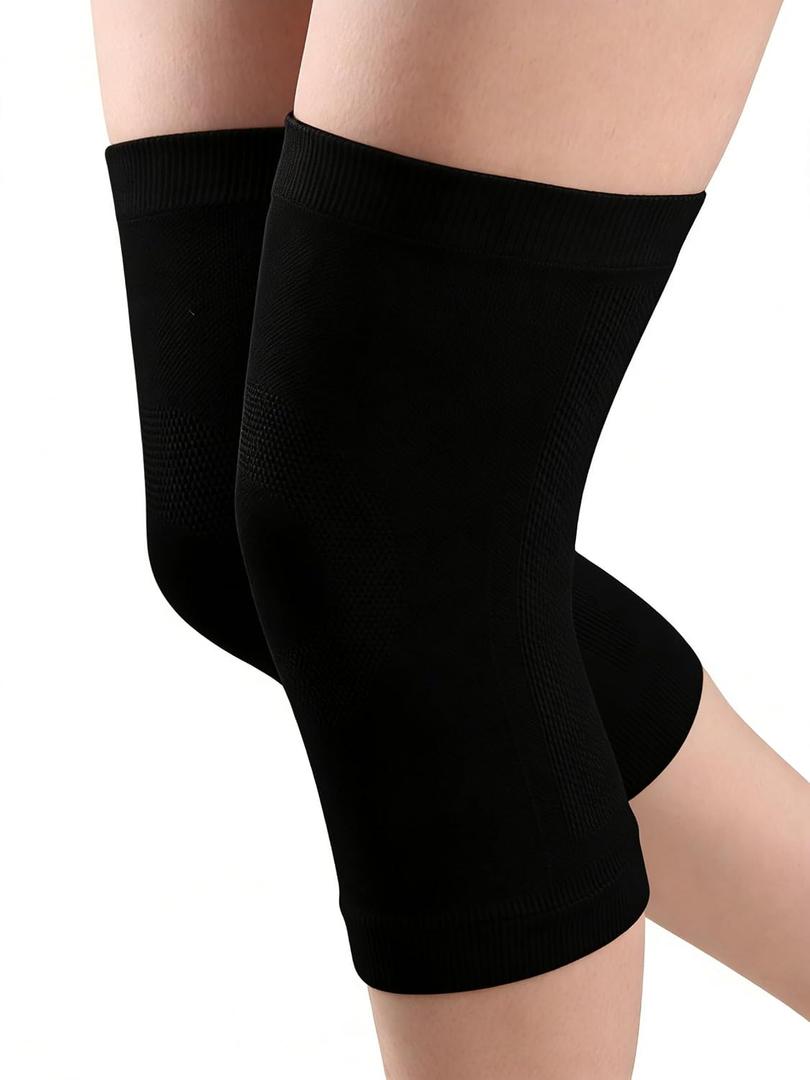 1 Pair Knee Compression Sleeves for Women & Men, Lightweight Thin Knee Sleeves for Knee Pain Relief, Knee Warmers Knee Brace Undersleeve Dancer Knee Pads, Knee Brace for Women Daily Use, Vendas Para Rodillas (Black, Medium) (Black, M)