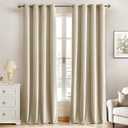 MIULEE 90 Inches Velvet Curtains Beige Elegant Grommet Curtains Thermal Insulated Soundproof Room Darkening Curtains/Drapes for Classical Living Room Bedroom Decor 52 x 90 Inch Set of 2