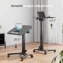 Foldable Mobile Standing Desk, 27"21" Portable Rolling Laptop Cart with 90 Tiltable Board, Height Adjustable Mobile Desk Workstation with Wheels, Folding Table for Home Office, Black
