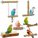 Bird Perches, 6pcs Natural Wood Birds Stand Branch, Bird Perch Chewing Stick Cage Accessories Parrot Climbing Standing Branches Paw Grinding Fork Sets for Parakeet Lovebirds Cockatiels