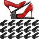 Neprock Shoe Organizer For Closet, 16 Pack Thickned Shoe Stacker Storage Space Saver, Double Deck Shoe Rack Holder For Closet Organization (Black)