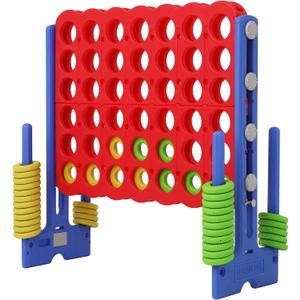 Patent Authorized Giant 4 Connect in a Row Game, Height Adjustable Jumbo Yard Games for Kids and Adults Outdoor Play, Backyard Large Four Connect Floor Games (Blue/Red)
