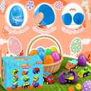 Prefilled Easter Eggs with Mochi Squishy 28Pcs Cute Animals Mochi to Squeeze, Stress Relief Fidget Party Favor Classroom Class Exchange Prizes