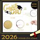 JOJO FLY Gold and Black Congrats Grad Cake Topper, Graduation Party Supplies, Graduation Decorations 2026