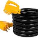 Camco 55194 PowerGrip 15-Foot 50-Amp Extension Cord 125/250V, 12,500W 6/3 + 8/1 Gauge Copper Wires NEMA 14-50P to 14-50R