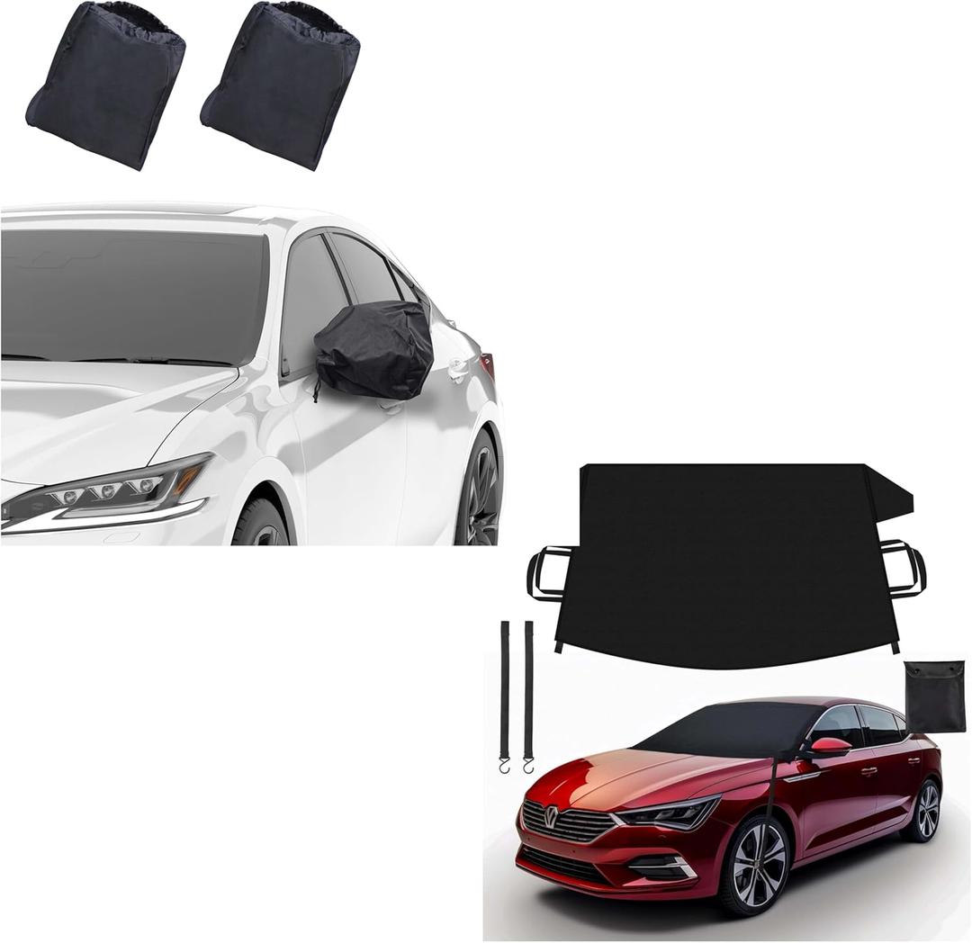 EcoNour Medium Windshield Cover + Side Mirror Covers | Ultimate Winter Protection for Cars, SUVs, and Trucks