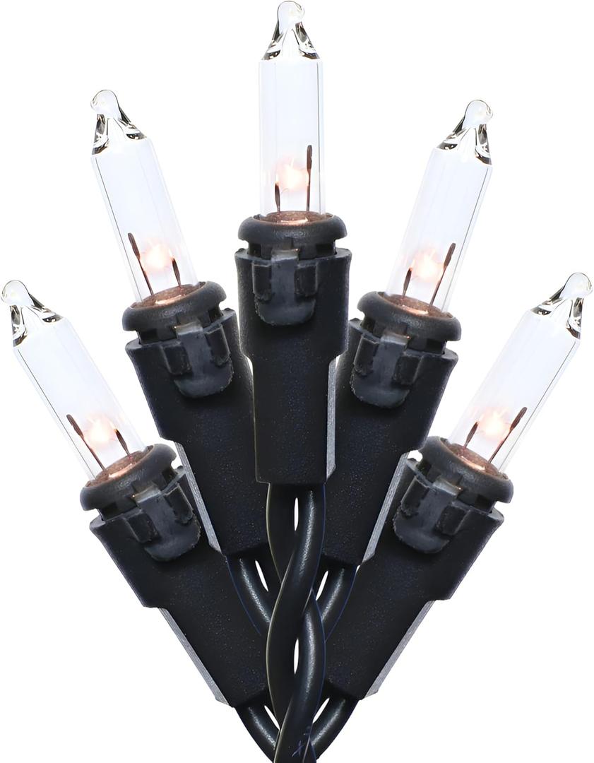 200 Clear Christmas Lights, 66 FT Black Wire String Lights, Commercial Grade Pack of 2 Sets 100 Light, for Indoor and Outdoor Use 