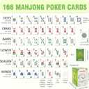 2026 Official American Mahjong Cards 166 Pcs – Large Print Set with 80 Chips & 2 Dice, Complete American Mahjong Card Game Kit for Travel, Seniors & Beginners – Includes 4 Rules Card