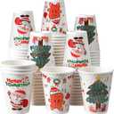 90 Pack Christmas Coffee Cups 12 oz No Lids, Disposable Insulated Paper Coffee Cups, Corrugated Ripple Wall Design Paper Cup, Hot Cold Drinking Cup for Party, Home, Events