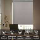 HESTIA No Drill Cordless Blackout Roller Shades with Valance Waterproof Privacy Blinds for Shower Window, Screwless UV Protection Fabric for Bathroom/Kitchen/Office/Exterior, Grey, 23" W X 36" H