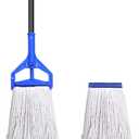 Loop-End String Mop Heavy Duty Commercial Industrial Mops with 2 Extra Mop Heads Replacement, 59 Inch Cotton Wet Mop for Floor Cleaning