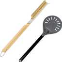 Pizza Oven Accessories Kit w/Pizza Oven Brush & Stone Scraper, 8 inch Pizza Turning Peel - Tools & Supplies Set - Compatible with Outdoor Ooni, Gozney, Ninja, Solo Ovens