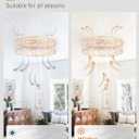 LEDIARY 30in White and Gold Caged Flush Mount Ceiling Fan Low Profile, Farmhouse, Bladeless Enclosed Fandelier, Large, 6 Speed, Quiet Powerful DC, Bedroom, Kitchen, Living Room