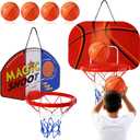 Sosation 2 Pcs Mini Basketball Hoop with 4 Basketball, Sticky Hook, Pump, Indoor No Drilling Basket Ball Hoop Decompress Game for Kid Adult Gift Back to School