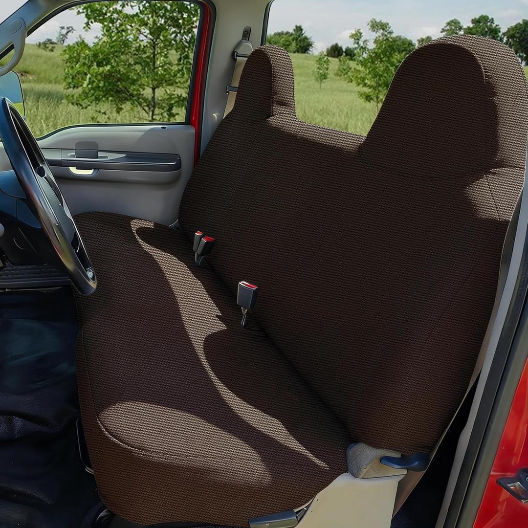 ESMING 600D Thickened Oxford Cloth Front Bench Seat Cover for Ford F250 F350 F450 F550 19992007 Super Duty Pickup Trucks Easy to Install Brown