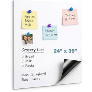 Warasee Magnetic Wall Decal Whiteboard: 24” x 39” Vertical Peel & Stick Dry Erase Board Sticker for Wall | No-Ghosting PET for Kids Learning, Homeschool & Classroom (Magnet-Receptive)