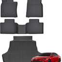 NIKALAIKA Floor Mats & Cargo Liner with Backrest Mat, All Seats, All Weather Protection TPE Rubber Floor Liner & Trunk Mat Full Set Automotive Mat Accessories, Black, 7 Pcs