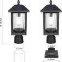 Solar Lamp Post Light, Solar Post Lights Outdoor, Waterproof Anti-Rust Black Post Lights with Seeded Glass, LED Solar Powered Lamp for Front Door, Porch, Garage, and Patio （Bulb Included） SR012-P, 14.57"-1pack-SR012