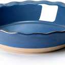 NUTRIUPS 10 Inch Pie Baking Dish, Round Baking Pie Dish for Kitchen, Pie Plate for Baking Oven Safe (Blue)