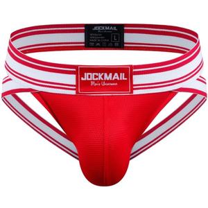 JOCKMAIL Jockstrap Athletic Supporters for Men Jock Strap Male Underwear for Gym Sport (X-Large, Red)
