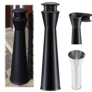 Cinnvoice Outdoor Standing Disposal Receptacle Commercial Metal Standing Waste Bin Vertical Trash Can for Entrance Public Areas Walkway Hotel Office Patio Exterior Facility Use(Tower Shape)