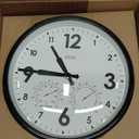 Cloudnola Indoor Outdoor Waterproof Metal Wall Clock with Thermometer and Hygrometer, Black, 12 inch Silent Non-Ticking Battery Operated Quality Quartz Round Clock for Patio and Home Decor