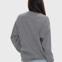 PUMIEY Women's Oversized Sweatshirts Fleece Crew Neck Hoodies with Pockets Long Sleeve Pullover Tops Three-No Collection (Gray, S)
