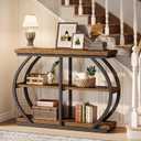 Tribesigns 41.3" Console Table, Industrial 3-Tier Entryway Table with Arched Metal Frame and Storage Shelves for Living Room, Hallway, Rustic Brown, 11.8 inches x 41.3 inches x 31.5 inches