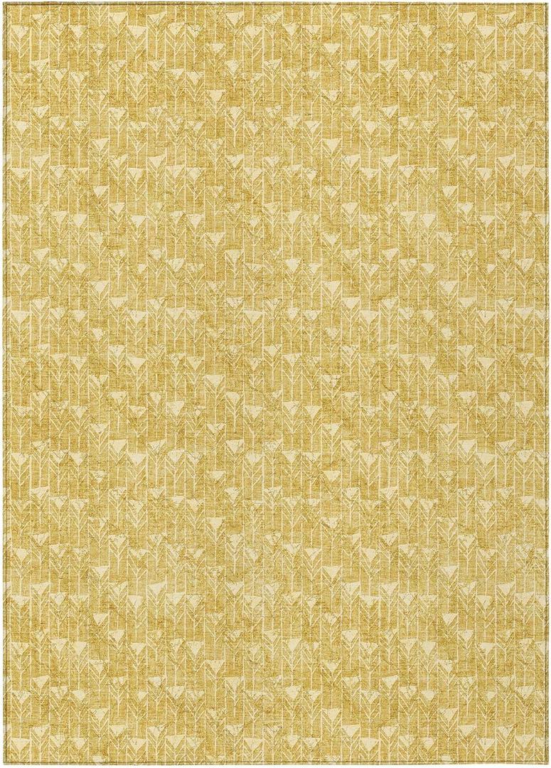Addison Rugs Chantille ACN514 Gold 2'6" x 3'10 Indoor Outdoor Area Rug, Stain Resistant, Machine Washable, Non Shedding, Bedroom, Living Room, Dining Room, Kitchen Rug
