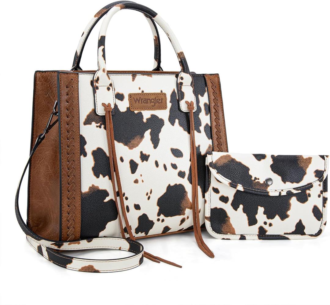 Wrangler Tote Bag for Women Western Cowhide Purse and Wallet Set