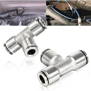 21838 Air Line Air Bag T-Fitting 1/4 Tube Union Tee Push-to-Connect Fitting (PTC), Pack of 2