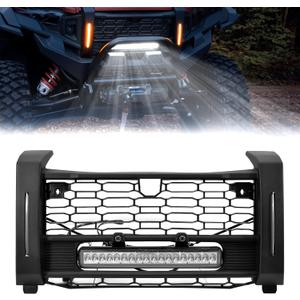 Front Mesh Grill with Light for Polaris XPEDITION XP/ADV, Waterproof Front Mesh Grille with LED Left Right Turn Signal Light Accessories for Polaris XPEDITION XP/XP 5/ADV/ADV 5 2024 2025