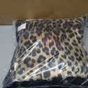 Creative Co-Op Square Cotton Velvet Leopard Print Pillow with Fringe, Multicolor, 18" Square