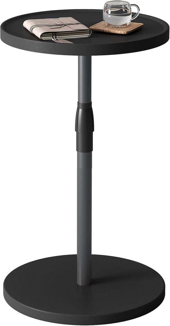 IRCPEN Adjustable End Table, Small Round Side Table, Drink Table for Small Spaces, Pedestal Nightstand for Living Room, Bedroom, Sofa Couch, White ET-010WW