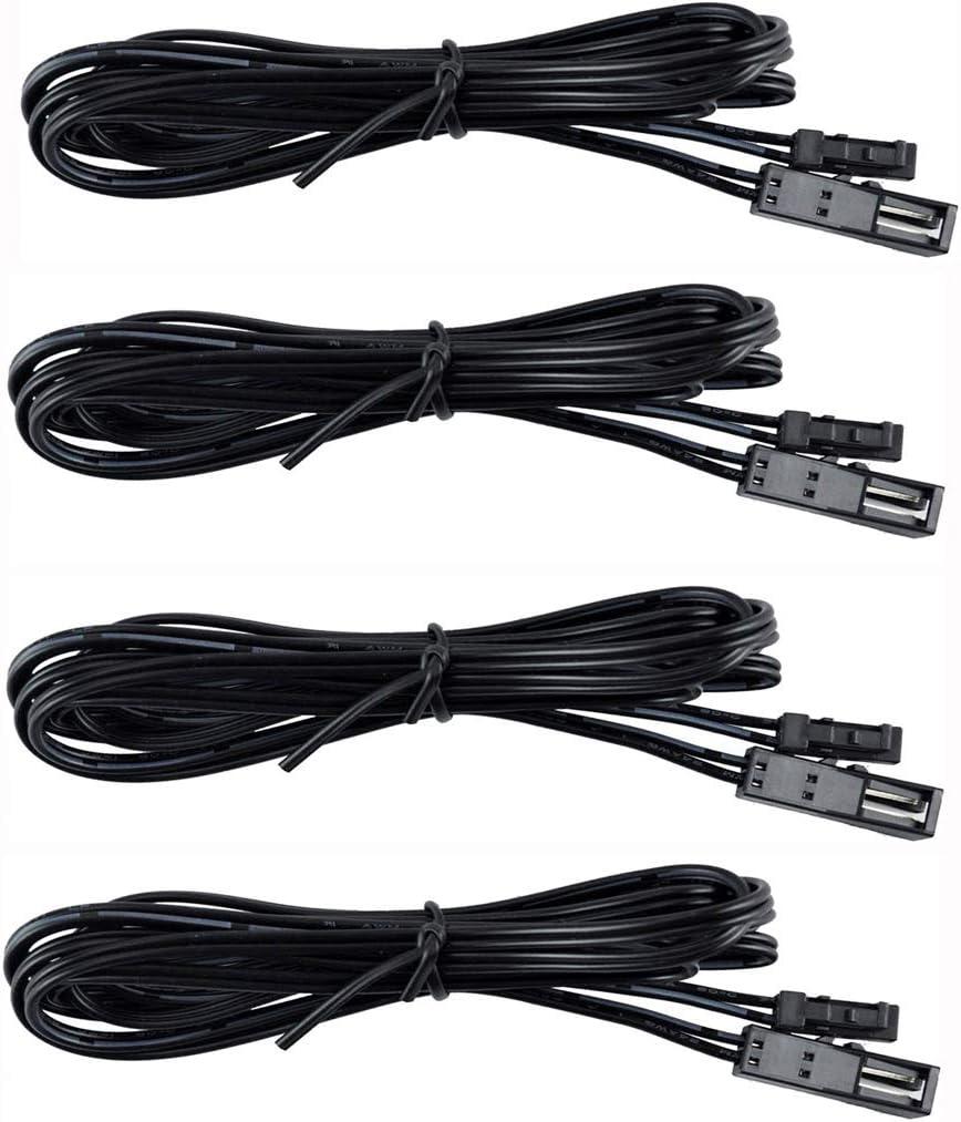 Flexible Extendable Cables for AIBOO LED Under Cabinet Lighting Kit Black Cord 1.5m (60 inch) Extension Cords (2-pin Black Cords, 4 Packs)