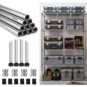 Thyle 4 Pack 74-Inch Wire Shelving Posts with 50 Clip, Chrome Steel, Sliver
Heavy-duty 1-inch chrome steel poles assemble quickly and fit most wire shelving racks for stable, adjustable storage.