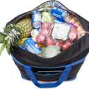 Extra Large Insulated Cooler Bag with Hard Board Bottom. Heavy Duty Materials, Thick Insulation, Large Sturdy Zipper. for Shopping, Grocery, Pizza Delivery, Family Events.