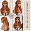 Long Layered Ginger Wig with Bangs for Women 26Inch,Realistic Scalp, Heat Resistant Synthetic Wig, Natural Looking Ginger Orange Wigs for Daily Wear & Part