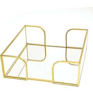 Napkin Holder for Table,Glass Napkin Holders for Kitchen,Flat Napkin Holders for Paper Napkins,Stylish Gold Luncheon Napkin Holder Suitable for Kitchen Dining Table Party Bar Decor (7.1 Inch)