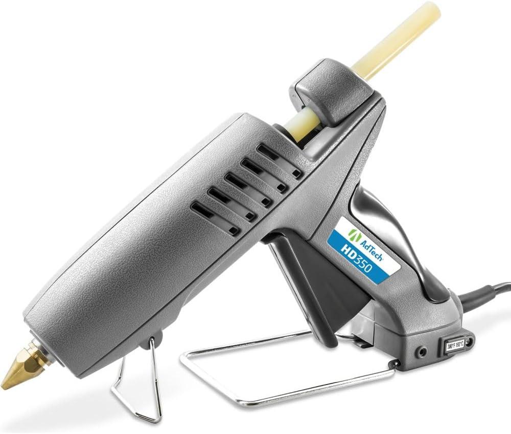 Adtech Industrial Strength Full Size High-Output Hot Melt Glue Gun  Professional Grade Hot Glue Gun for Carpentry, Repairs & Remodeling, grey, hd 350 (0462)