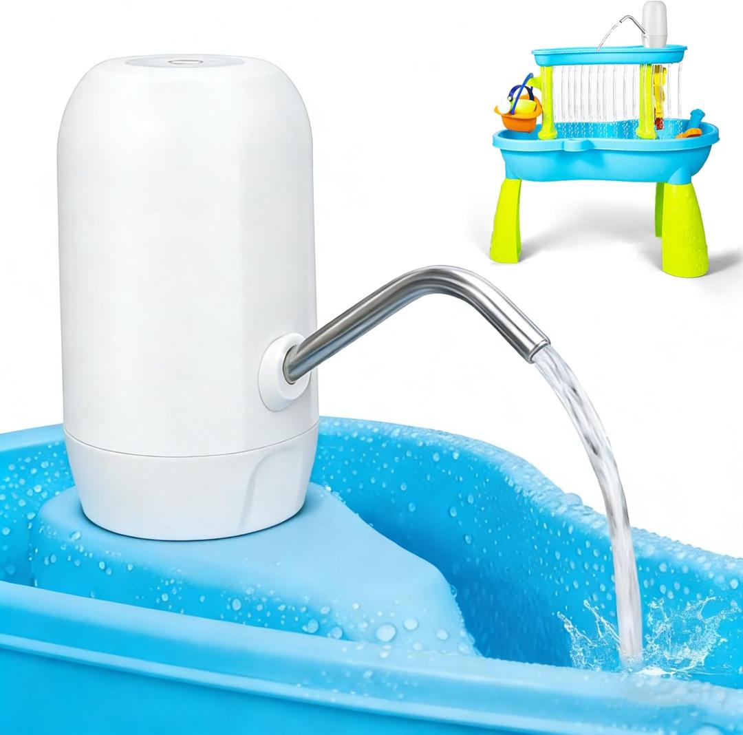 Water Table Pump, Kids Water Pump for Table, 3 Hours of Non-Stop Work Water Table Accessories Water Pump for Fun Summer Outdoor Water Toys Outside Water Play (White)