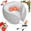 Electric Neck Massager,Portable Travel Pillow with Massage and Heat,Rechargeable vibrating Neck Pillow Massager,Perfect for Pain Relief at Home,Office,Travel,Fathers Day Gift Ideas from Daughter Son (Grey)