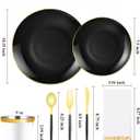 350 Pieces Black Gold Plastic Dinnerware Set, Gold Disposable Plates for Party, Include 100 Black Plates with 150 Plastic Cutlery, 50 Napkins and 50 Cups