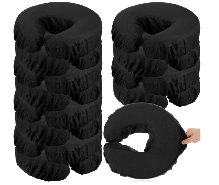 Tatuo 12 Pcs Face Cradle Covers for Massage Head Rest Microfiber Reusable Soft Thicker Massage Table Face Covers Oil Proof Headrest Cradle Sheets for Spa Beauty(Black)
